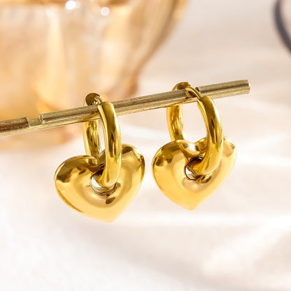 Simple K-Gold-Plated Peach-Heart Earrings For Women