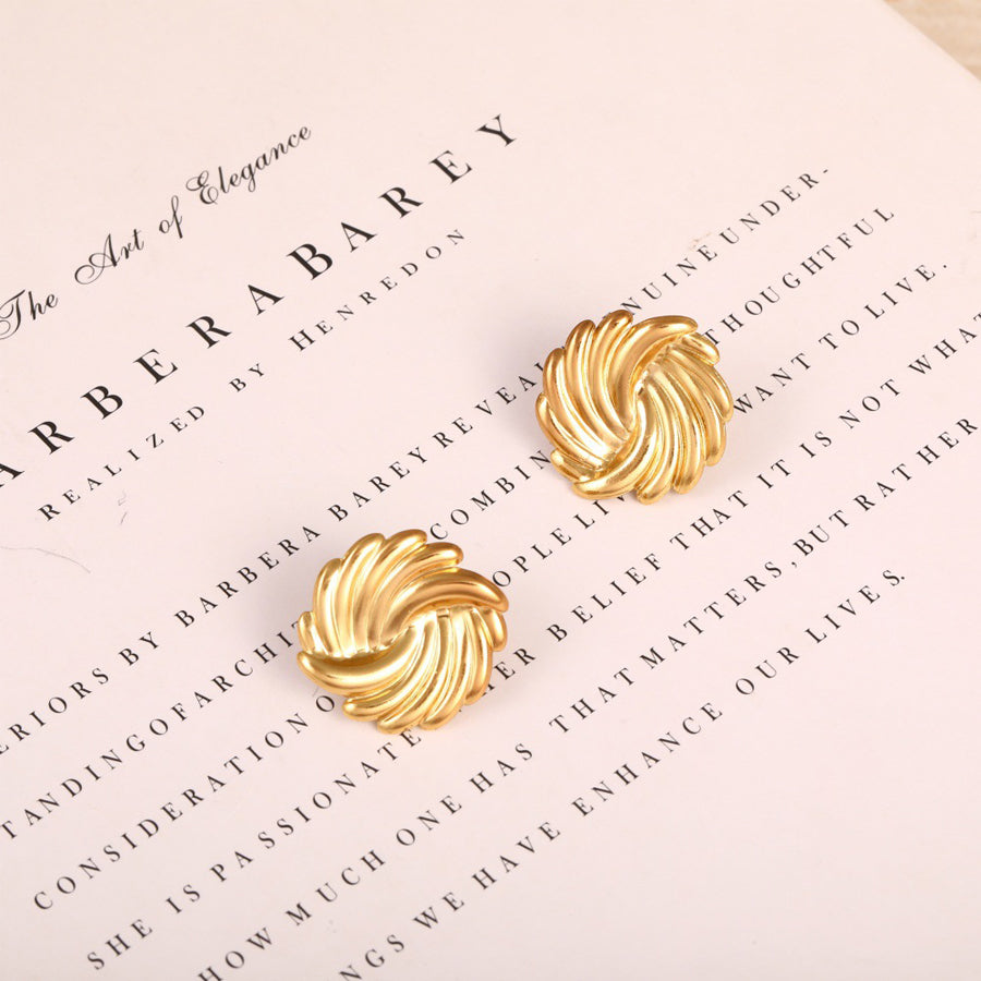 Women Bowknot 3D Puffy Heart Jewelry Set Snake Chain Necklace & Stud Earrings 2Pcs Gold Silver Tone Stainless Steel Romantic Valentine Gift Jewelry