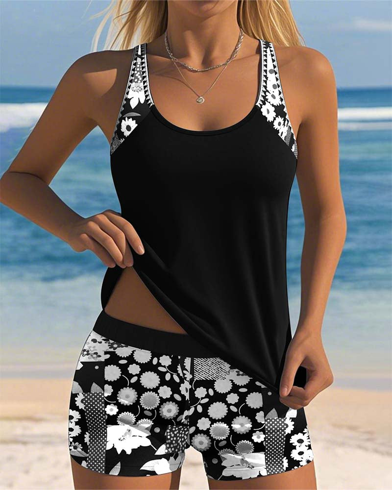 Finoria Women's Two-Piece Tropical Halter Bikini Set