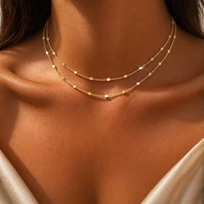 Womens Simple Double Layer Pendant Choker Necklace,Ins Fashion Versatile Layered Neck Chain For Women