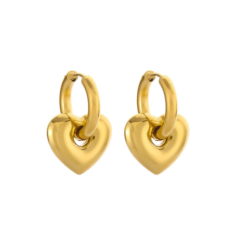 Simple K-Gold-Plated Peach-Heart Earrings For Women