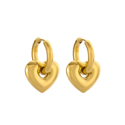 Simple K-Gold-Plated Peach-Heart Earrings For Women