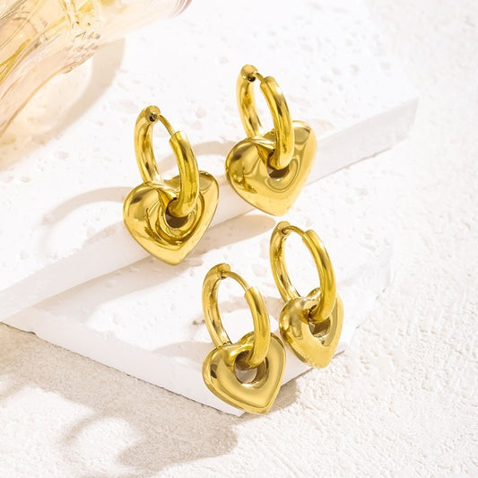 Simple K-Gold-Plated Peach-Heart Earrings For Women