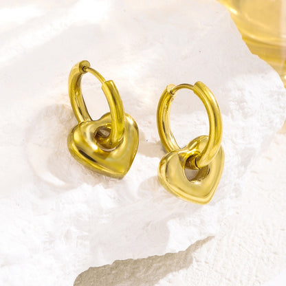 Simple K-Gold-Plated Peach-Heart Earrings For Women