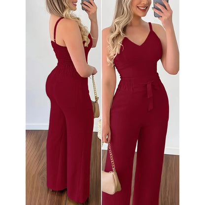 Ensemble chic deux pièces femme : top dos nu et pantalon large