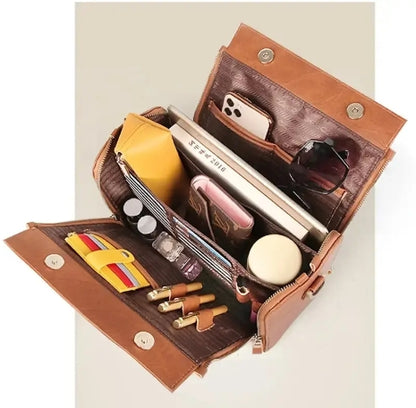 Sac bandoulière en cuir avec rangement multi couches