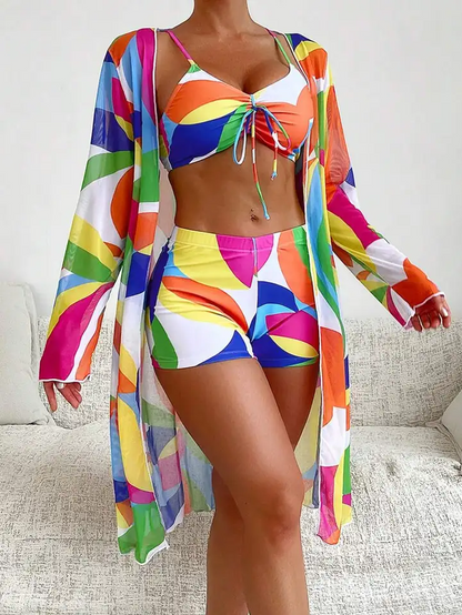 Cabana Women's 3-Piece Swimsuit Set with Mesh Cover-Up
