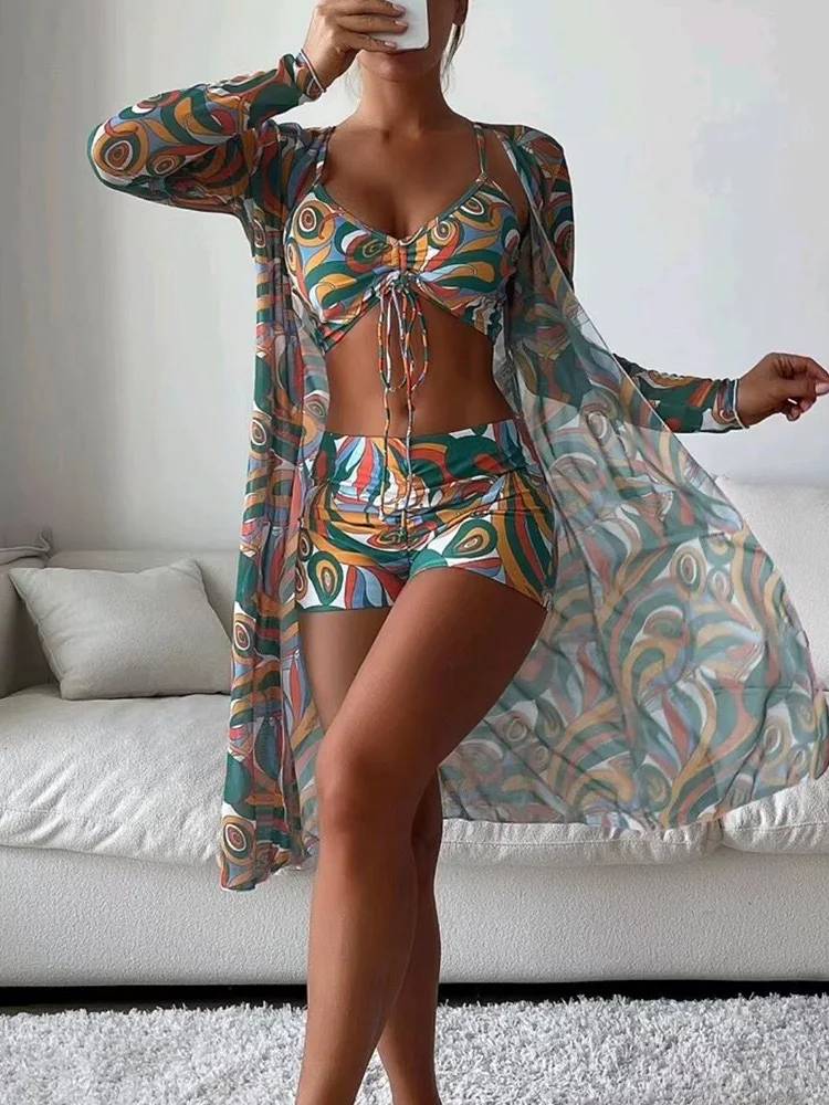Cabana Women's 3-Piece Swimsuit Set with Mesh Cover-Up