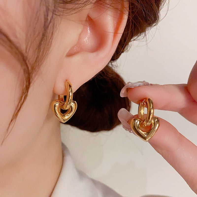 Simple K-Gold-Plated Peach-Heart Earrings For Women