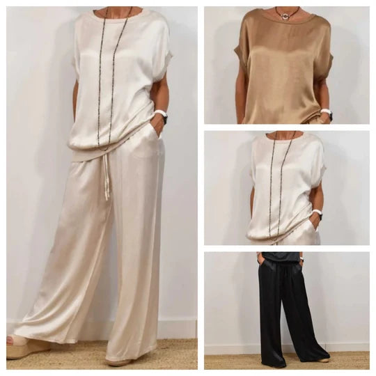 Ensemble Deux Pièces Élégant En Satin